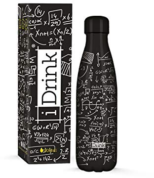 I-Drink Bouteille Thermique en Acier à Double paroi 350/500/750/1000 ML, Décorée (500 ML, Matematic)