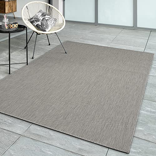 the carpet Mistra - Moderner In- und Outdoor Teppich, perfekt für das Wohnzimmer, Schlafzimmer oder die Terrasse, Wetterfest, langlebig und pflegeleicht, Grau, 80 x 200 cm
