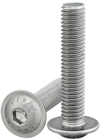 Linsenkopfschraube mit Flansch und Innensechskant (ISK) nach Norm: ISO 7380-2, rostfreier Edelstahl A2 V2A Vollgewinde Flanschschraube Flachkopfschraube Linsenschraube (10 Stück, M5 x 50 mm)