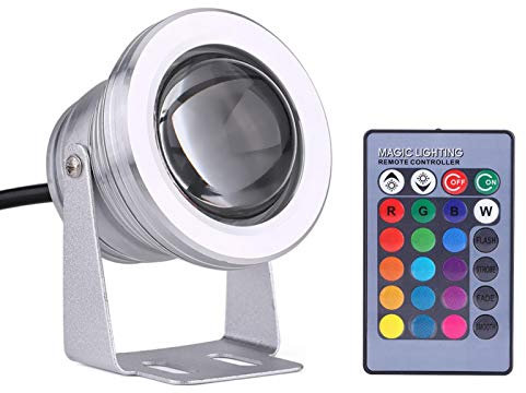 EECOO IP67 Waterproof Submersible Spot light, RGB Color Change Landscape Lamp, Underwater Rotatable Pond Lights With Remote for Aquarium Fish Tank Garden Fountain Pond Pool Decor Spotlight, 12V underw