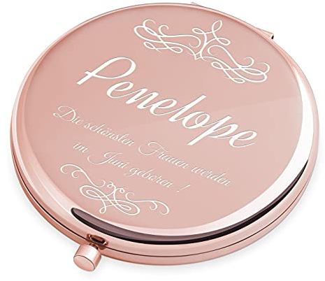 Maverton Klappspiegel mit Gravur - Spiegel rund - Schminkspiegel mit Vergrößerung - personalisierter Make up Kosmetikspiegel - Reisespiegel für Handtaschen - Geschenke für Frauen - Rosegold
