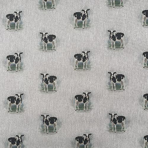 Stoff mit Tier-Digitaldruck, Baumwolle, Leinenoptik, für Vorhänge, Jalousien, Basteltaschen, Nähen, Quilten, Patchwork und Polstermöbel, 140 cm breit, Meterware (Kuh)