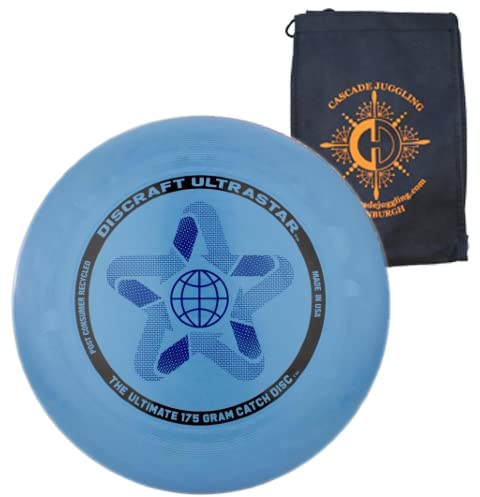 Discraft Ultrastar 175 g Flying Disc - Ultimate Frisbee Competition Spec - inklusive Cascade Jongliertasche (recyceltes Blau)