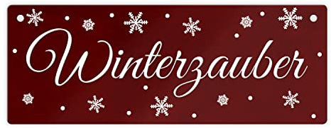 Winter Metallschild in rot zum Thema WinterDezember Metall-Schild Winter Blechschild Winterzauber Aluminium Schild Schneeflocke