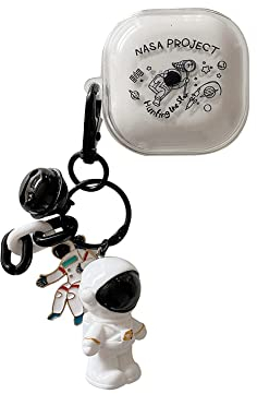 Transparente Schutzhülle Kompatibel mit Samsung Galaxy Buds Live(2020) Hülle Durchsichtig Weich TPU Case Cute Cartoon Cover mit Süß Schlüsselbundring Schützende für Galaxy Buds Pro(2021) (Astronaut)