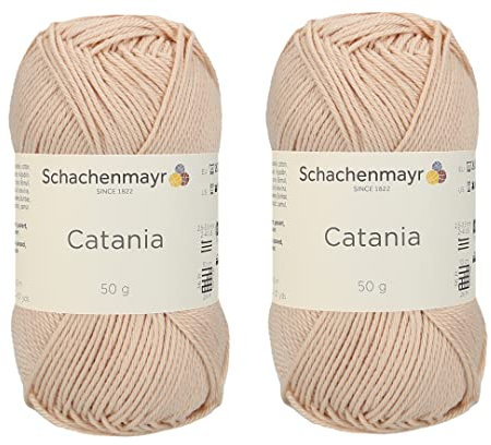 SMC Catania Originals 100% merzerisiertes Baumwollgarn, insgesamt 100 g, 50 g, 136 Yrds Amigurumi Garn Fine-Sport 2 (436 Elfenbein)