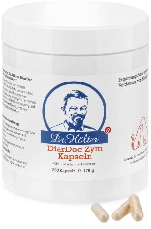 Dr. Hölter DiarDoc Zym Pankreasenzyme, Verdauungsenzyme für Hunde bei Darmprobleme und bei Futterunverträglichkeiten/Futtermittelallergien (360 DiarDoc Zym Kapseln)