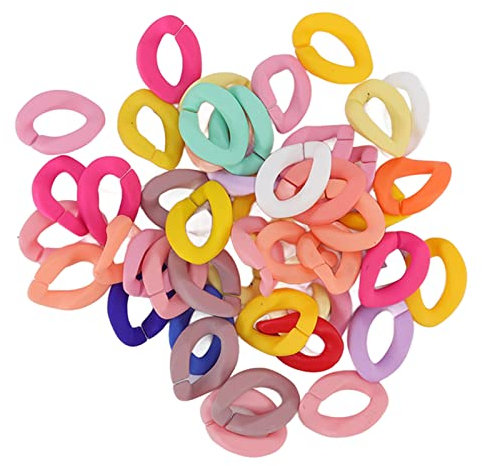 Pssopp 50 Stück Link C Clips Bunte Acryl Kleine Kabelketten Verbindungsringe C Clips Haken für Lanyard Ketten Schmuckherstellung(Solide gemischte Farbe)