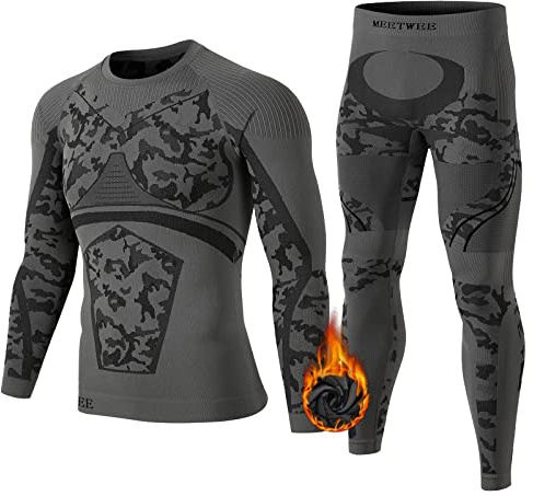 MEETWEE Men's Thermal Underwear, Cold Weather Ski Base Layer Set Functional Warm Winter Compression Long Johns Gear Camouflage Medium