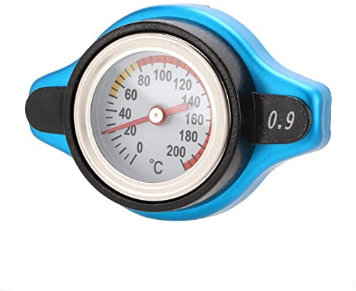 Tapa de Radiador de Alta Presión, Akozon Universal Aleación de Aluminio Tapón de Radiador con Indicador de Temperatura para Auto(Cabeza pequeña 0.9)