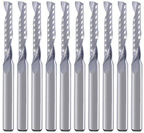0,3 cm Schaft, einschneidige (O-Rillen) nach oben geschnittener Spiralfräser-Bits, Schaftfräser, 0,3 cm Schnittdurchmesser, 11,9 cm Schnittlänge, 3,8 cm OVL für Acryl, PVC, MDF, Kunststoff