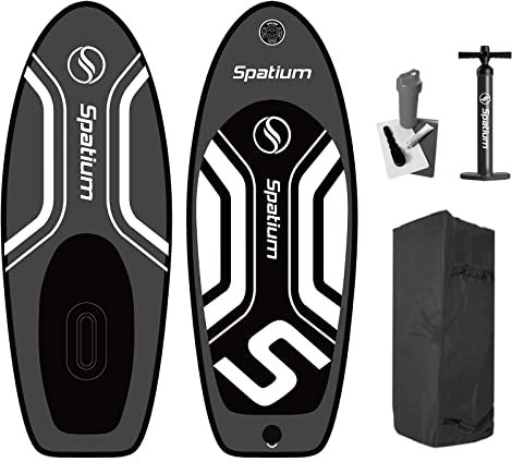 Spatium Inflatable Hydrofoil Board for Surfing with Accessories Inflator Pump, Backpack, Safe Leash, Fix Kit Wing Foil Board Surf 100L Hydrofoil Surfboard Dark Gray