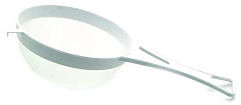 Sapphire's Choice - Colino in plastica da 12 cm, setaccio multiuso in nylon fine, setaccio a maglia fine non corrosivo, scolapasta per tè (bianco)
