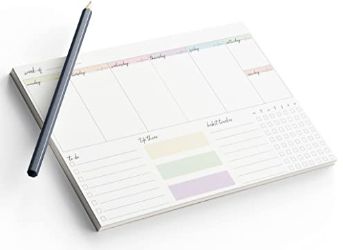 A4 Weekly Planner 52 Week To View Diary Desk Pad Habit Tracker Todo To Do List - Multi Colour