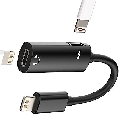 Dual Lightning Dongle iPhone Kopfhörer Splitter (2-in-1) Audio Ladebuchse Adapter Aux Ladeanschluss Kabel Apple MFI zertifiziert für 14 13 12 11 Pro Max Mini Xs SE X 7 8 Plus Musik Kopfhörer Konverter