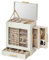 SONGMICS Jewellery Box with Glass Window, 5-Layer Organiser with 3 Side Drawers, Storage with Big Mirror, Modern, 12.9 x 20 x 24.7 cm, Cloud White and Metallic Gold JBC172W01