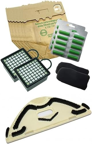 IMPORT GE.RA. EXPORT 12 Sacchetti + 12 PROFUMINI ODORI + 2 Filtro HEPA + 2 ODORI + SOTTOSPAZZOLA per ASPIRAPOLVERE VORWERK Folletto VK 130/131 COMPATIBILI di Alta QUALITA', Carta