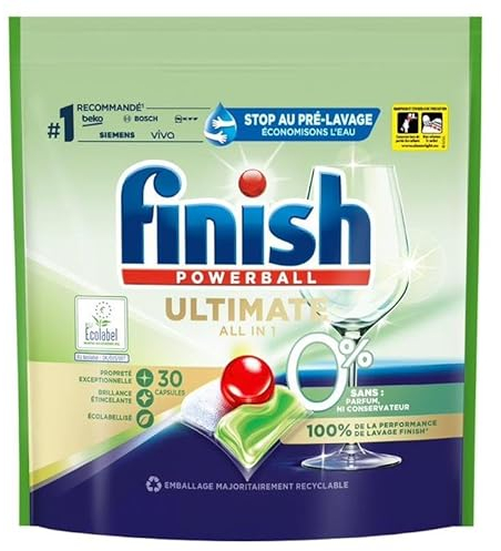 Finish Ultimate 0% Pastilles Lave-Vaisselles - 30 capsules