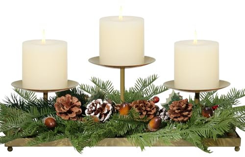 CHOCSTAY Adjustable Gold Candelabra Fireplace Candle Holder, Metal Design with Weighted Base, Perfect for Fireplace, Floor, Table Centerpiece, and Holiday Events