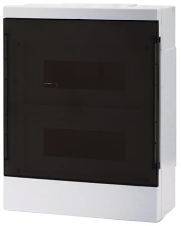 LION Electric Scatola dei fusibili a parete, 24 moduli, armadio a 2 file, bianco con porta trasparente, senza alogeni, per ambienti umidi, con protezione extra PE/N, morsetto in ottone