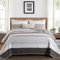 Dinjoy Graues Boho-Bettwäsche-Set, Queen-Size-Größe, Frühlingsgrau, gestreift, Patchwork, braune Tagesdecke, leichte Mikrofaser, Bauernhaus-Decke, Bett mit 2 Kissenbezügen für Herren, Frühling, Sommer