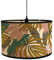 Morbuy Abat-Jour en Bambou, Motif Plante Floral Tropical, Diamètre 30cm Abat-Jour Tambour Rechange pour Lampe de Chevet, Lampe de Table, Lampadaire, Lampe de Plafond, Décorer (Feuilles Roses)