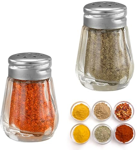 TNSLAND Mini Salzstreuer aus Glas 2 Stück Salty Box5ML Extra kleine Salzstreuer To Go mit Deckel für Brotdose unterwegs, Camping, Bento-Box (2)