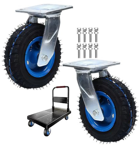 Möbel Industrierollen Mit Bremse, Lenkrolle Luftrad 360 Grad Drehbar, Bockrolle Durchmesser 150/200/250MM, 2 Stück Leise Gummirollen, Für Trolleys Transportroller Werkbank Rollen