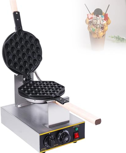 ZPRMMN 1400W Commercial Bubble Waffle Maker, Single/Double Waffle Cone Maker Machine, 3-Layer Non-Stick Coating Board Waffle Irons, CE/FCC