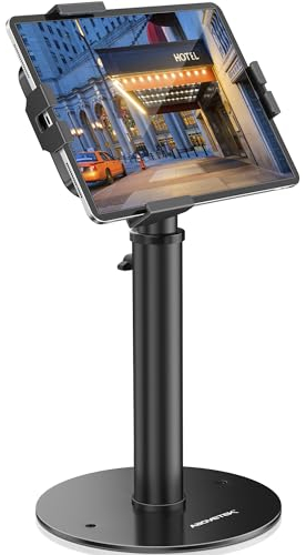 AboveTEK Soporte Antirrobo para iPad - Soporte de Bloqueo Ajustable en Altura para Tabletas de 7.9 a 11, Soporte de Mostrador Giratorio 360° Seguro para Kiosco POS iPad Air
