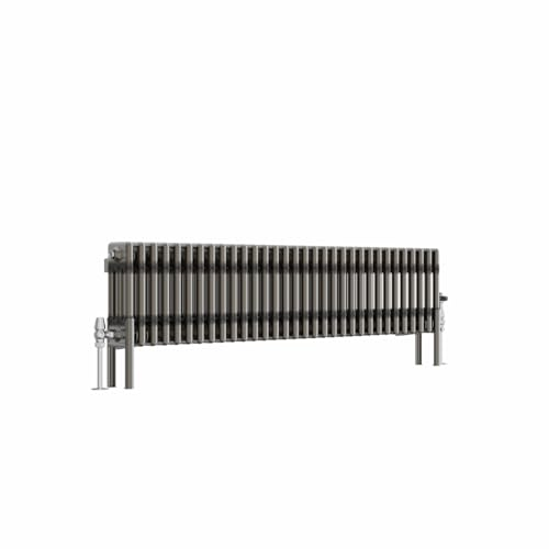 NRG 300 x 1460mm Raw Metal Traditional Cast Iron Style Triple Column Horizontal Radiator Central Heating Radiator Perfect for Bathrooms, Kitchen, Living Room