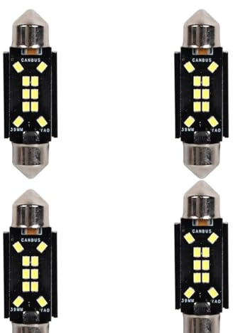 A2ZWORLD 4pcs Lampada Led Siluro 39mm,12V 24V, Canbus No Errore, T11 SV8.5 C5W, 10 SMD 2016, 2.5W 380lm, Luce Auto Camion Bianco 6500K