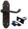 Epsom Style Privacy Bathroom Door Handles with Lock & 63mm Tubular Latch- Internal Door Handles Durable Matt Black Door Handles, Easy-Install Bathroom Door Handles, Matt Black Finish 170mm x 42mm
