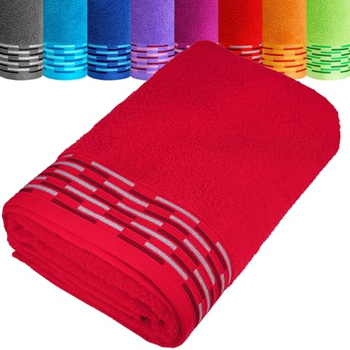 Lashuma Saunatuch Dame 100x200 cm Rot, Lugano XXL Frottee Badetuch Groß