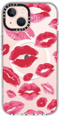 CASETiFY Clear iPhone 13 Case [Not Yellowing / 6.6ft Drop Protection/Compatible with Magsafe] - Lipstick Kisses - Clear