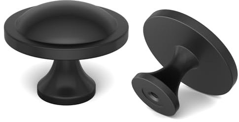 LONTAN 10 Stück Möbelknöpfe Schwarz Schrankknöpfe Schubladenknöpfe Möbelknöpfe Edelstahl Knöpfe für Schränke Schubladengriffe Kommodenknöpfe Knöpfe für Badezimmer,Schlafzimmer