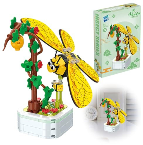 SPHERETRON Klemmbausteine Blumen Klemmbausteine Pflanzen Biene Blumen Micro Mini Baustein Set Klemmbausteine Erwachsene Lnnendekoration Für Wohnzimmer, Schlafzimmer, Schreibtisch, Büro