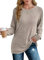 XIEERDUO Pullover Damen Sweatshirt Langarmshirt Herbst Winter Strickpullover Tunika Tshirt Elegant Oberteile Top Khaki XL