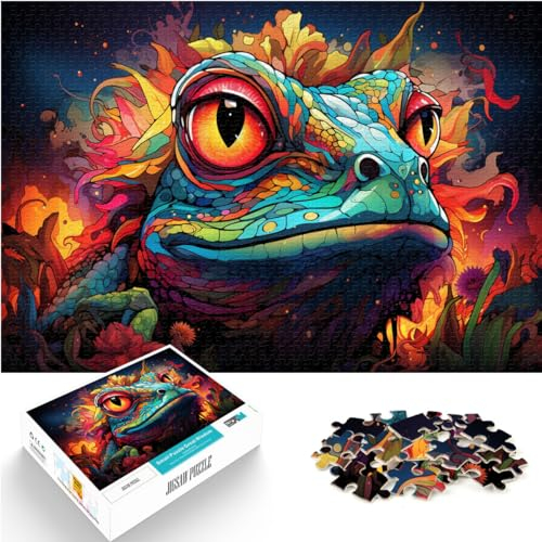 Puzzle mit 1000 Teilen für Erwachsene und Kinder von „Fantasy Colorful Frog“ – für Erwachsene und Familien – Holzpuzzle – Heimdekoration – Größe: 50 x 75 cm