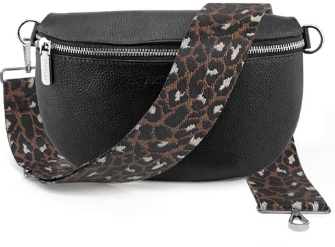 Artvall - Umhängetasche Echtleder Tasche Handtasche Leder Bauchtasche Klein mit Schultergurt Design Taschenband abnehmbar verstellbares Riemen Crossbody Bag Echt Ledertasche Damen mit Reißverschluss