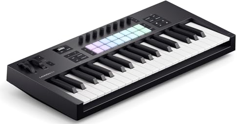 Novation Launchkey 37 [MK4] — Controller MIDI USB compatto a tastiera da 37 tasti, con integrazione per DAW. Modalità Accordo e Scala, 8 drum pad, arpeggiatore. Software per la produzione inclusi