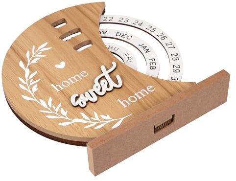 LALAFINA Eleganter Tageskalender Aus Holz Drehbarer Tischkalender Für Büro Und Zuhause