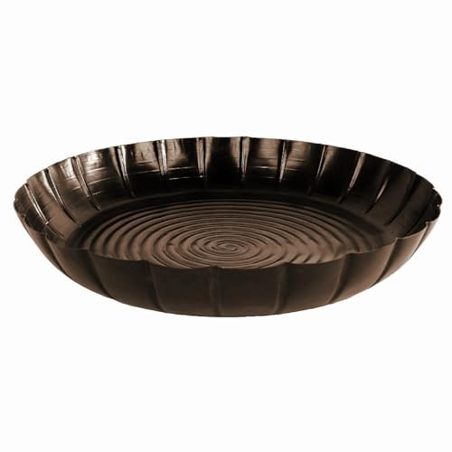 MACOSA VM060287 Tablett rund Schwarz geschwungen 34 cm Metall Dekoschale Deko-Tablett Tisch-Dekoration Obsttablett Wohn-Accessoire Metallschale Dekotablett Kerzentablett modern groß