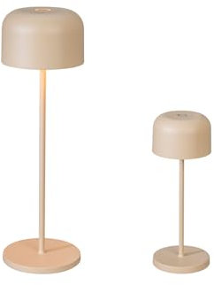 Akku Tischleuchten 2er SET Beige in 2 verschiedenen Größen 20cm und 36cm hoch