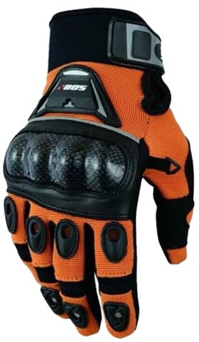 WMW WALI MOTO WEAR Motorradhandschuhe für Herren und Damen, Sommer Motorradhandschuhe mit Knöchelprotektor, Atmungsaktive Sporthandschuhe für Motorrad,Motorrad Roller Handschuhe (ORANGE, L)