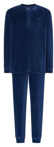 El Búho Nocturno Pigiama Uomo Invernale Natalizio - Flanella Cotone 100% Aperto Davante Bottoni/Pile Pesante Polare Velluto Righe - Caldo Due Pezzi Tasche Taglie Forti