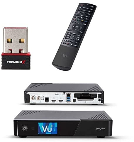 VU+ UNO 4K Satellit Receiver DVB-S2 Linux UHD 2160p HbbTV H.265 mit PremiumX Mini WLAN Wireless Stick bis zu 150 Mbit´s