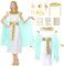Joellfuner 6PCS Cleopatra Kostüm Damen, Kleopatra Kostüm Damen mit Diadem Schlangenarmband und Ring, Karneval Kostüm Damen für Karneval Cosplay Kostümfeste (Weiß, L)