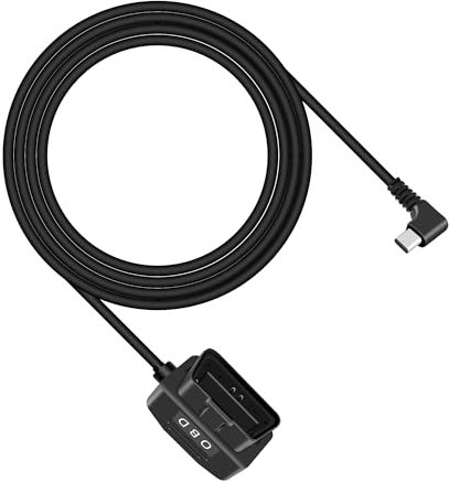 RIIEYOCA Câble OBD vers USB DashCam, Adaptateur rigide USB C vers OBD2 à Angle Droit avec Interrupteur Compatible avec les Véhicules électriques (11,5 ft / 3,5 m, USB C R)
