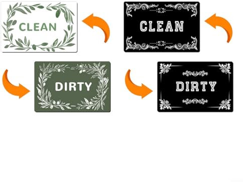 Dishwasher Magnet Clean Dirty Sign, 2PCS 9 x 6cm Dishwasher Double-Sided Magnetic Clean Dirty Clean Sign Magnets,Works on All Dishwashers(D)